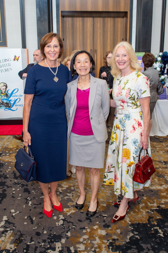 Melissa Paton, Pansy Gee, Trish Morille at the Barbara Bush Houston Literacy Foundation’s  Power of Literacy Luncheon (Photo by Jacob Power)
