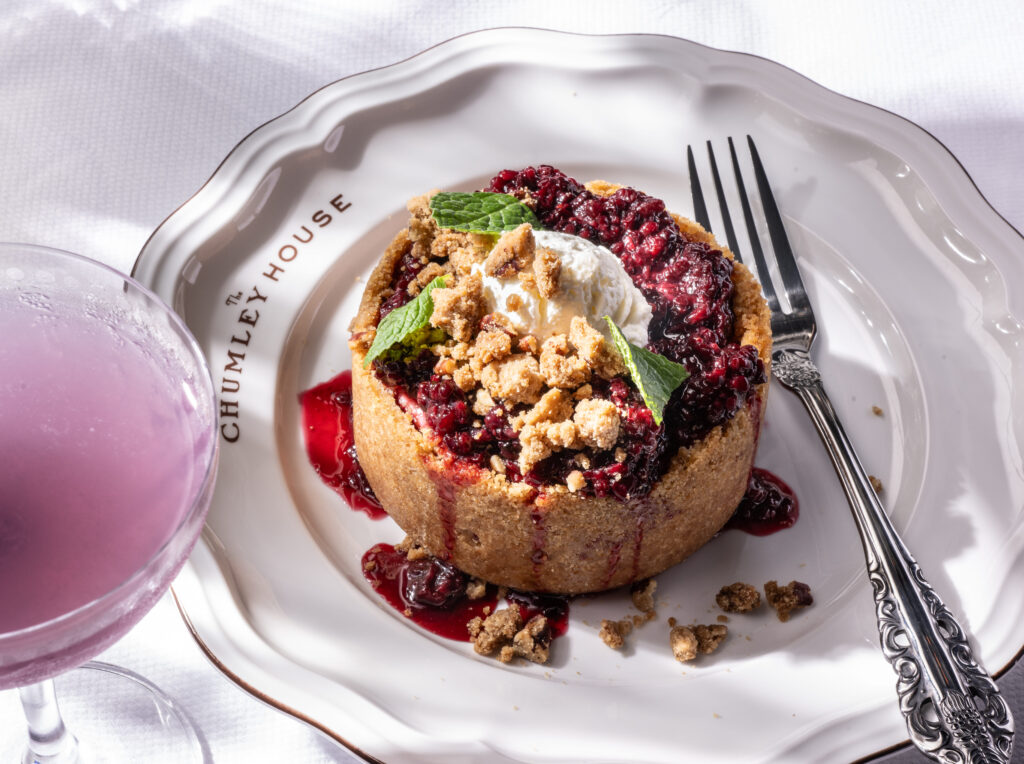 A sleek dessert menu at The Chumley House offers Mimi's Ice Box Pie with blackberry marmalade. (Photo by Manny Rodriguez)