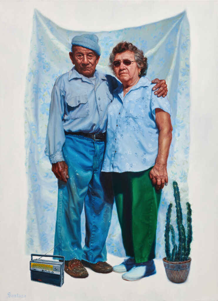 Vincent Valdez's oil on canvas painting "People of the Sun/El Gente de la Sol (Grandma and Grandpa Santana)" (2018). (Photo by Peter Molick, courtesy Contemporary Arts Museum Houston)