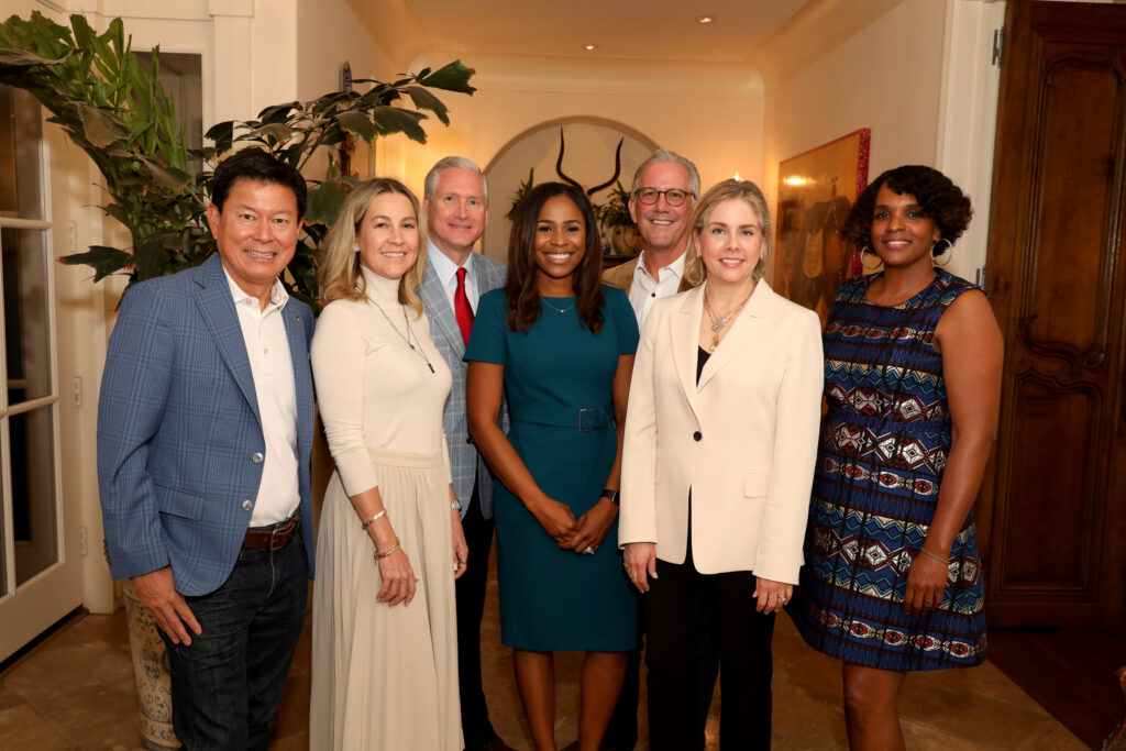 Tim Go, CEO of HF Sinclair and RMHD Board Member; Lindy Berkley, G. Brint Ryan, 2024 TRAINS Honorary Chair; Dr. Jennifer Pitts, RMHD Chief Operating Officer; Pat Staudt, RMHD Board President; Meredith Clavenna, RMHD Board President Elect; and Anyika McMillan-Herod, RMHD Chief Development Officer (Photo by Tamytha Cameron Photography)