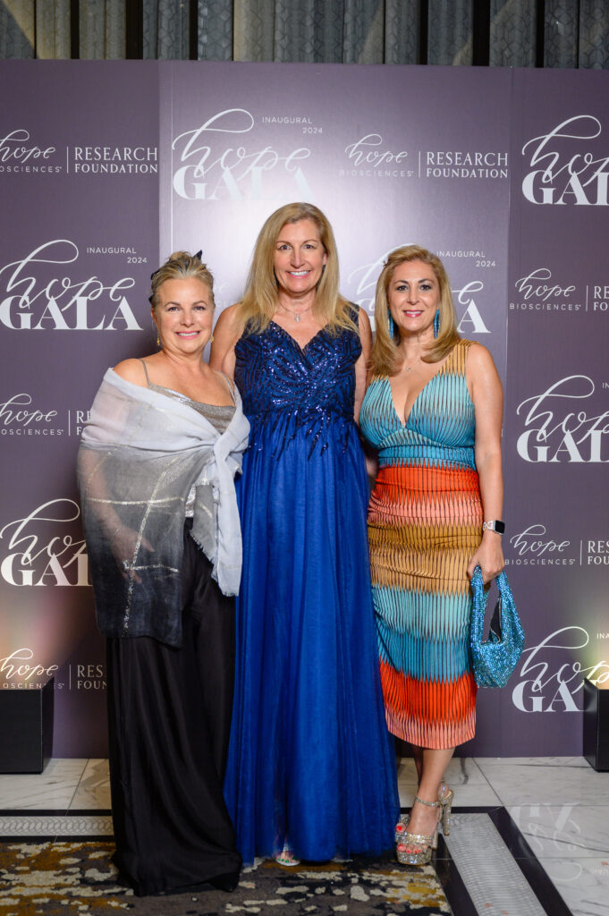 Tracy Coulware, Laurette Veres, Debbie Elias at the Hope Biosciences Research Foundation gala  (Photo by Si Vo)