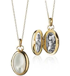 Monica Rich Kosann 18K Yellow Gold Oval Mother Of Pearl Locket