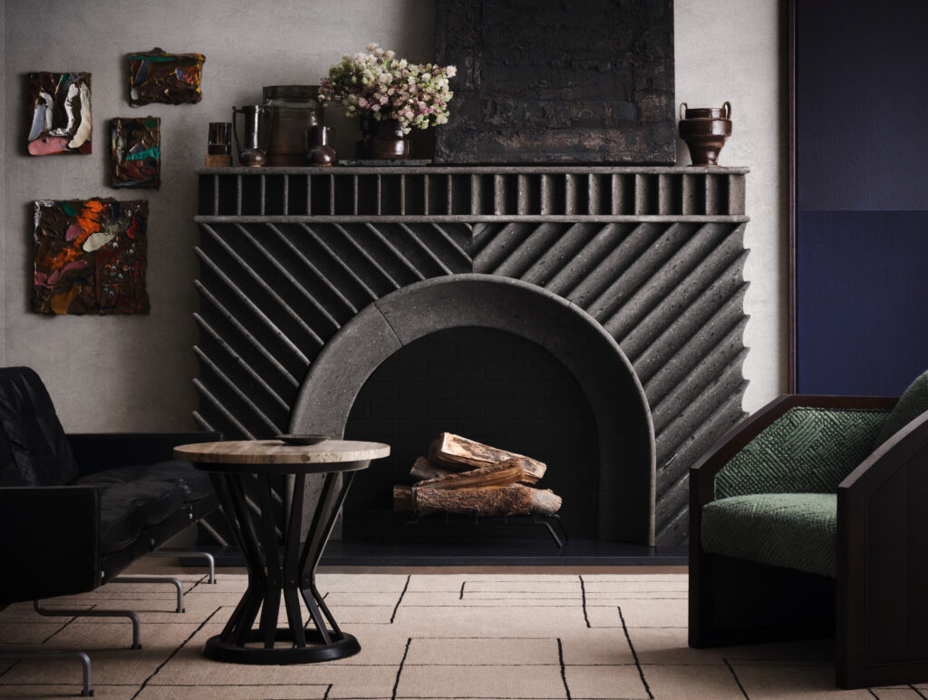 STRIKE fireplaces for Ann Sacks, Chad Dorsey Design (Photo by Douglas Friedman)