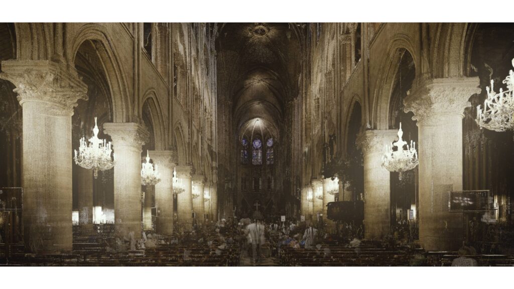 Notre-Dame Cathedral's intricate restoration is on display in a unique MFAH show.  (Ars Electronica. Image courtesy MFAH)