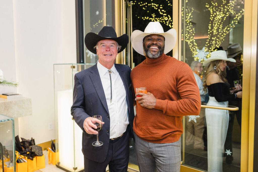 Denis Boulle, Mobolaji Oyegoke at the de Boulle holiday party in River Oaks District (Photo by Johnny Than)