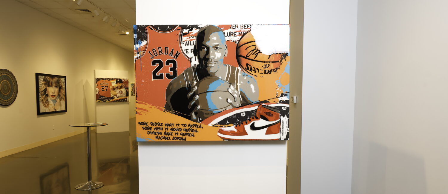 Sneha Merchant's "Michael Jordan, Art" 2023, at "Live In Color," in River Oaks District (Photo by Quy Tran)