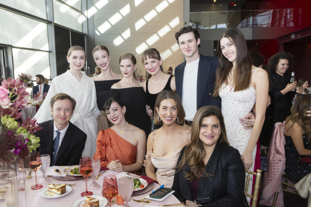 Preston Light, TBT Principal Dancer Alexandra F. Light, Event Chair Kate Marie Grinold Sigfusson, and Andrea Baum Standing; TBT Company Dancers Katelyn Rhodes, Adeline Melcher, Rayleigh Vendt, Hanna Wood, and Jackson Bayhi; TBT Studio Training Company Dancer, Gianna Corgiat (Photo by Sharon Ellman)