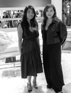 Gala Design-Studio CEO Renee Galang and Lauren Rottet mingle at the debut of the Rottet Collection at Gala Design-Studio. (Photo by Chloe Kissner)