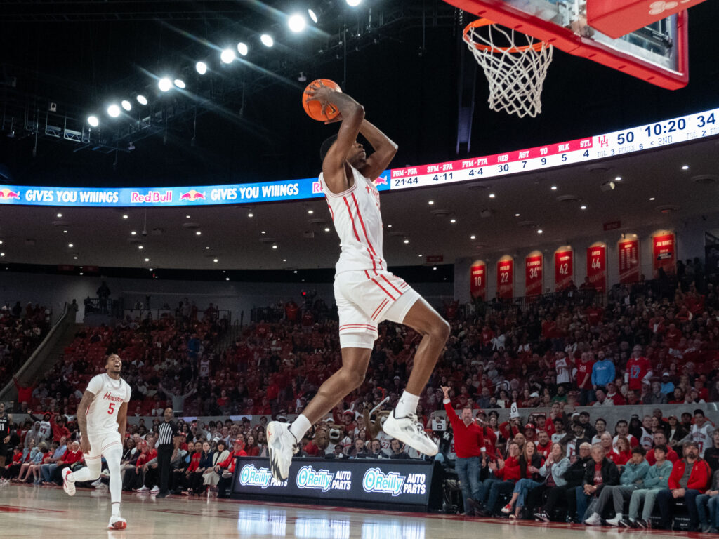When University of Houston guard Terrance Arceneaux gets free in the open court, high-flying things can happen.(Photo by F. Carter Smith)