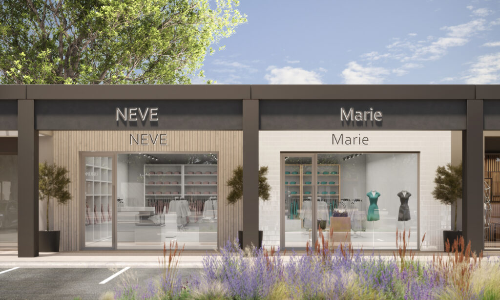 The Seam will focus on cultivating a roster of contemporary, fashion-forward retailers to house amongst the redevelopment’s sun-dappled courtyards. (Courtesy rendering)