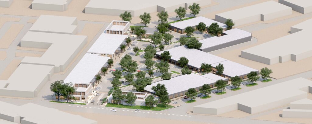 Rendering of The Seam, an upscale outdoor shopping and dining destination that will open in the Dallas Design District in Summer 2026. (Courtesy)