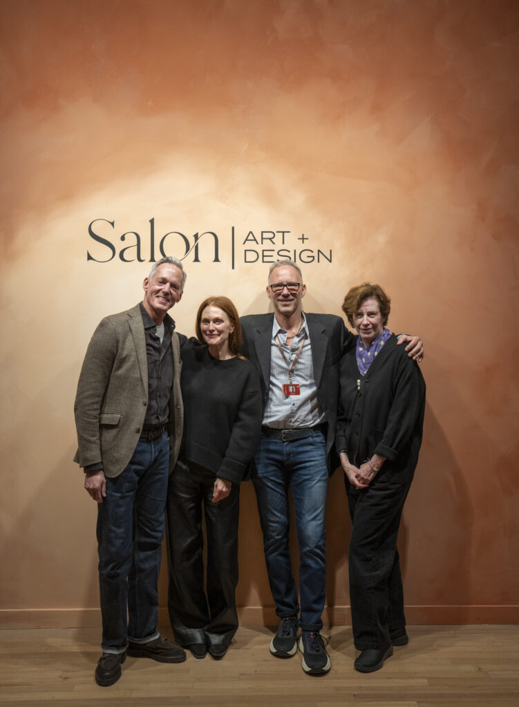 David Kleinberg, Julianne Moore, Evan Lobel, Wendy Goodman on a panel at Salon Art + Design New York 2024. (Photo by Peter Baker)