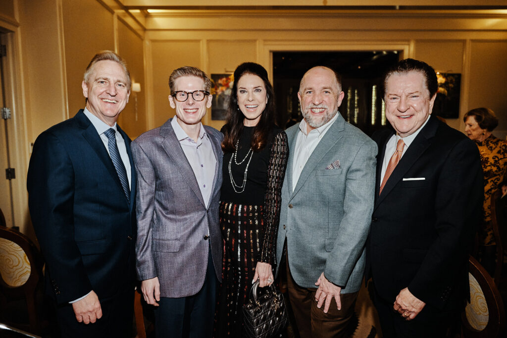 THS chair Kurt Grether, Daniel Irion, Karen Payne, Kirk Kveton, THS chair Bill Stubbs at The Heritage Society's Evening of Heritage (Photo by Fulton Davenport)