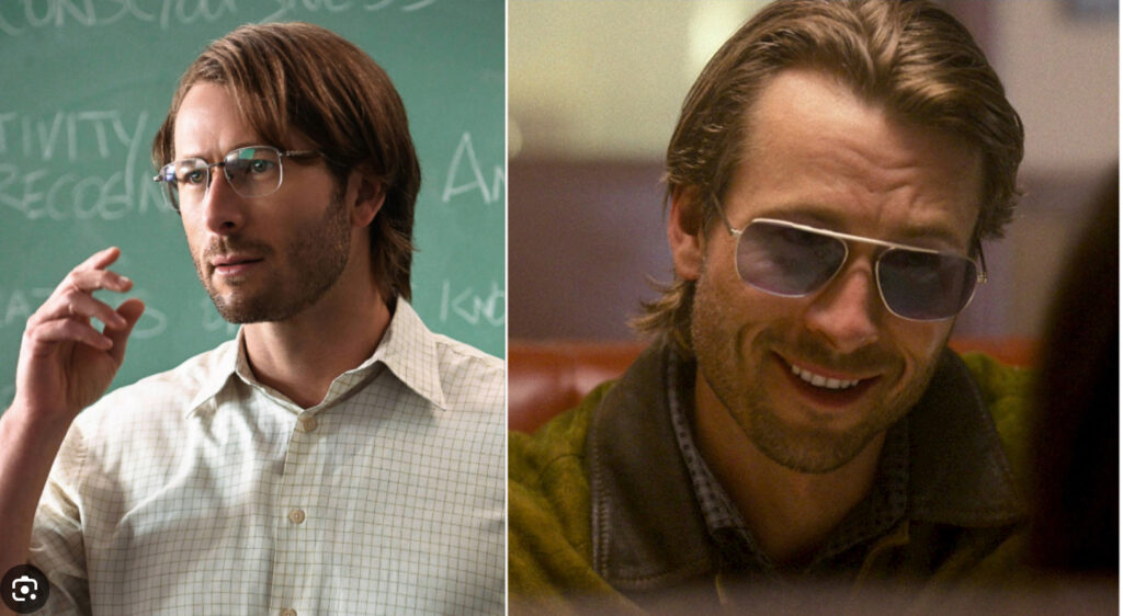 Glen Powell, nominated for Golden Globe for his rom/com “Hitman” streaming on Netflix (photo courtesy of Netflix) 