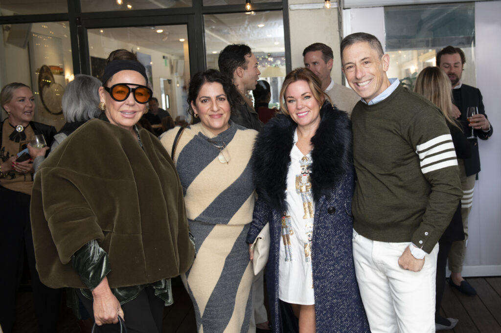Michelle Nussbaumer, Carolina Gentry, Holly Hickey Moore, and Jonathan Adler at a holiday luncheon Adler hosted in December. (Photo by Tamytha Cameron Photography)