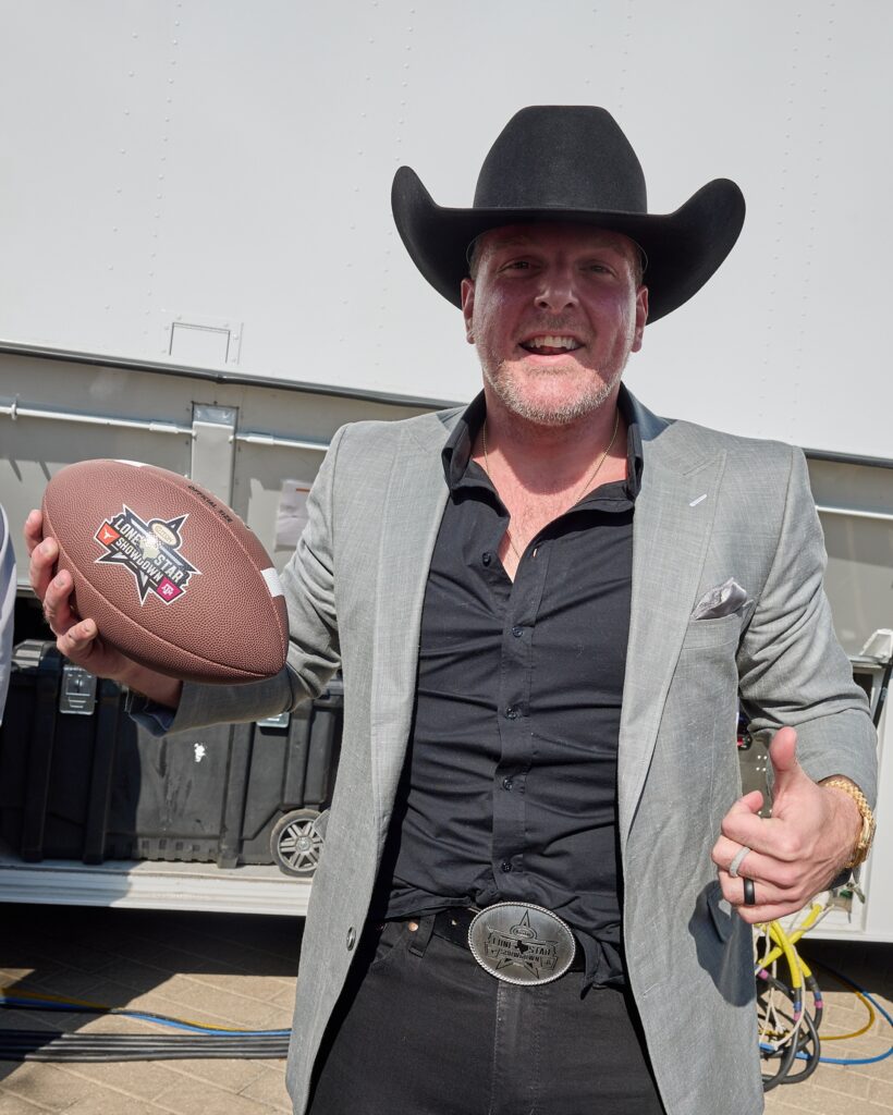 ESPN College GameDay host Pat McAfee at Cotton Holdings' tailgate party at the Lone Star Showdown. (Photo courtesy of Cotton Holdings)