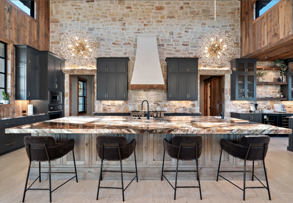 The modern kitchen in the 7,200 sq.ft. dwelling at the K6 Ranch in Mineral Wells.