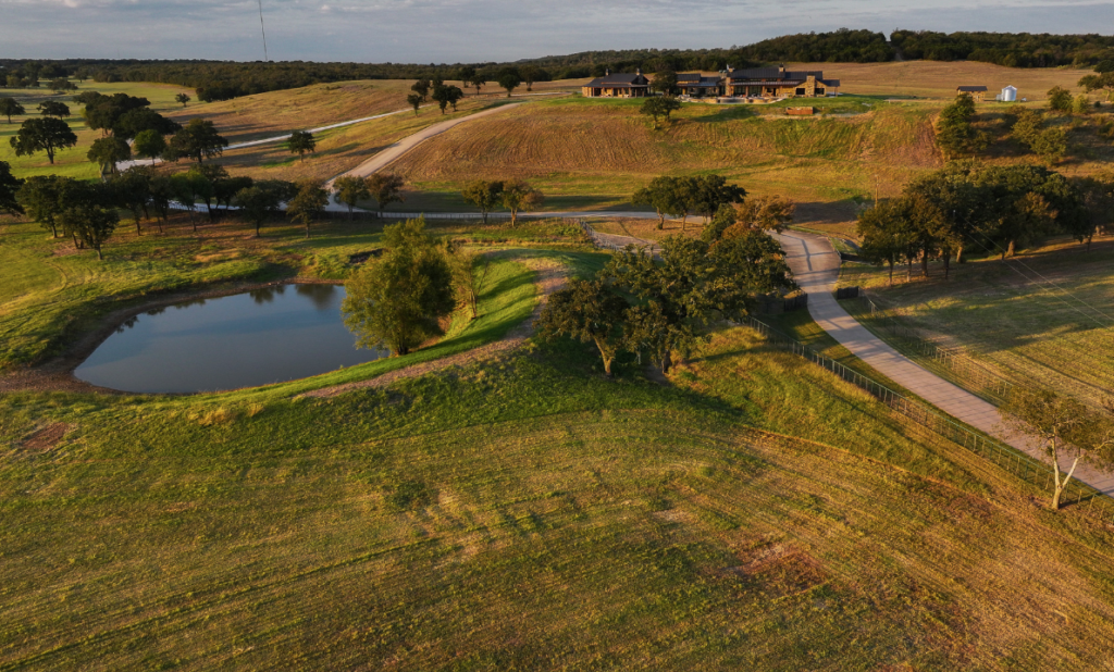 The main house on the K6 Ranch in Mineral Wells is perched atop a rolling hill with views across the acreage.
