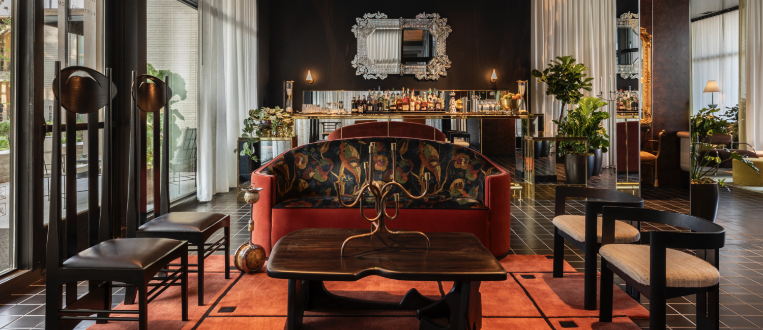 A glass atrium area leads to the Hotel Saint Augustine lobby bar and lounge. (Photo by Julie Soefer)