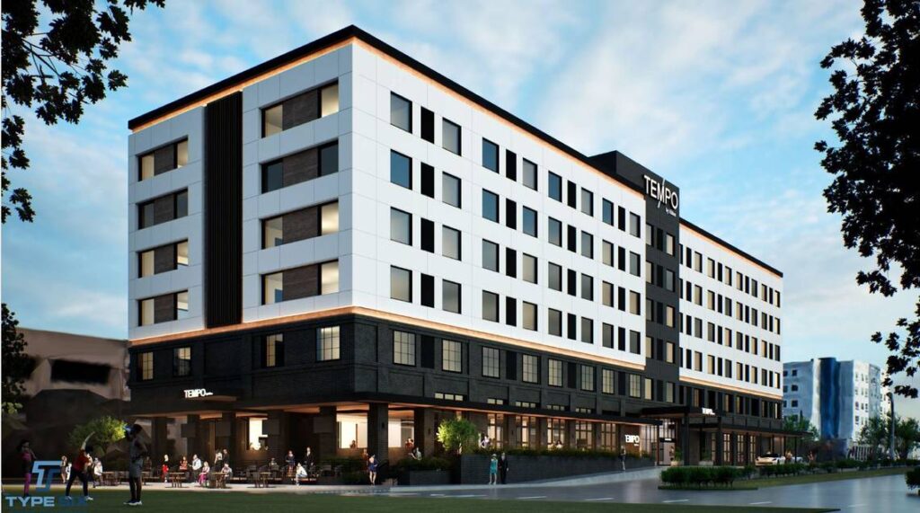 A six-story Tempo hotel by Hilton proposed at 1200 Hemphill Street is currently under review for building permit. (Courtesy)