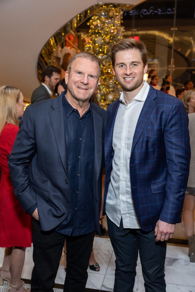 Tilman Fertitta, Patrick Fertitta at the Ambassadors for Texas Children's Hospital holiday party at the Post Oak Hotel. (Photo by Jenny Antill)