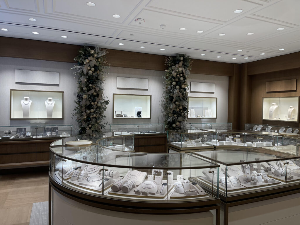 The display cases at Thomas Markle Jewelers have plenty of space in the new location.  The store doubled in size in their move across the street.