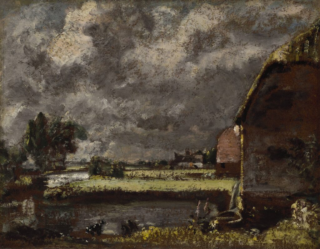 John Constable, “A View on the Banks of the River Stour at Flatford,” c. 1809-16, oil on millboard, laid down on panel, the MFAH, The Stuart Collection, gift of Francita Stuart Koelsch Ulmer in memory of James Chillman Jr., the first director of the MFAH. (Image courtesy MFAH.)