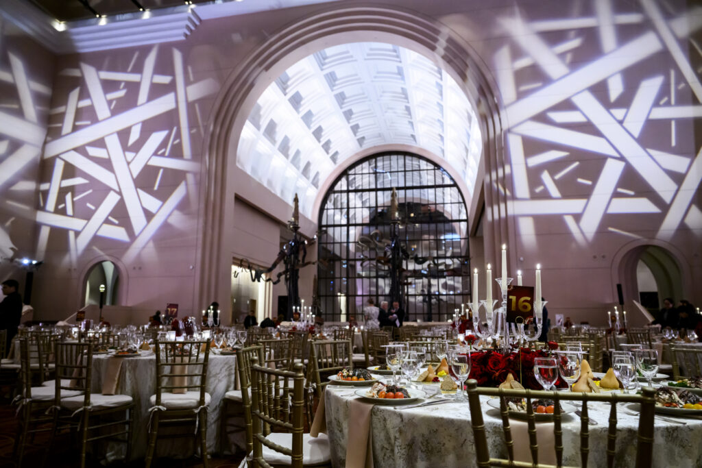 The Grand Foyer of Wortham Theater Center set for dinner following Houston Grand Opera's Concert of the Arias  (Photo by Michelle Watson, CatchlightGroup.com)