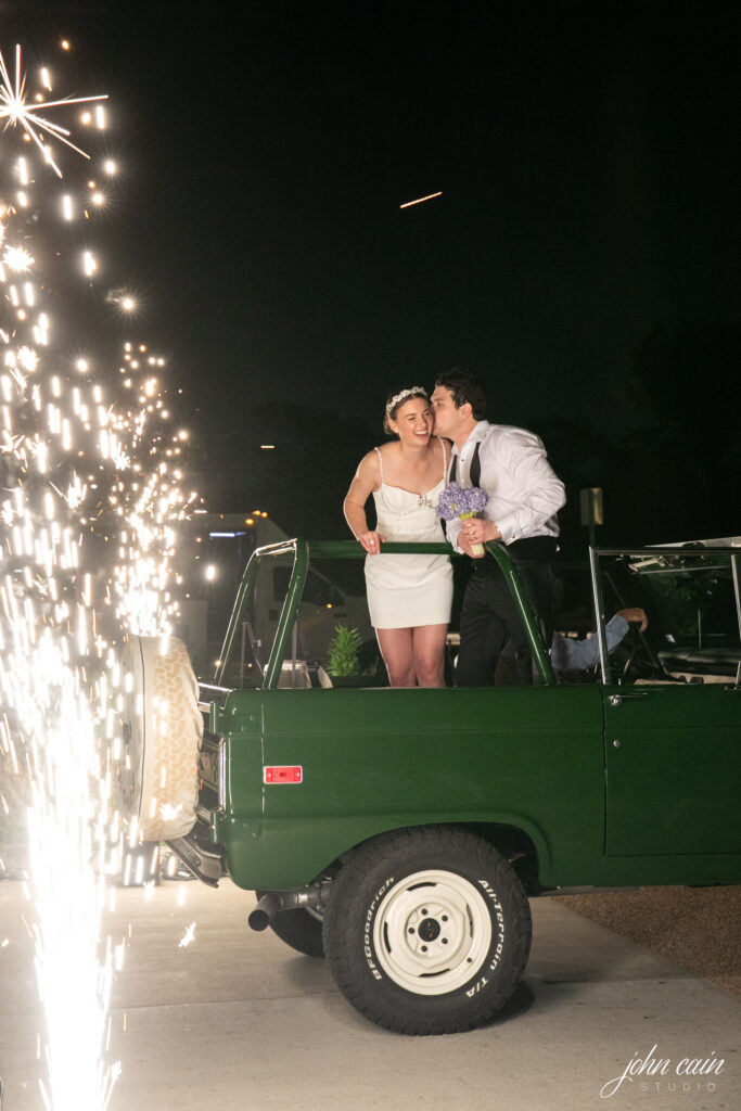 A sparkling departure for Mr. and Mrs. Books Chapman. (Photo by John Cain)