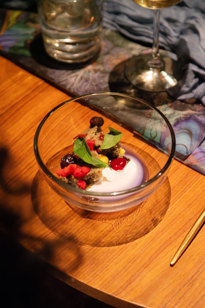 Black sesame sponge, coconut custard at Sound and Color: Water is for Everyone (Photo by William Issac)