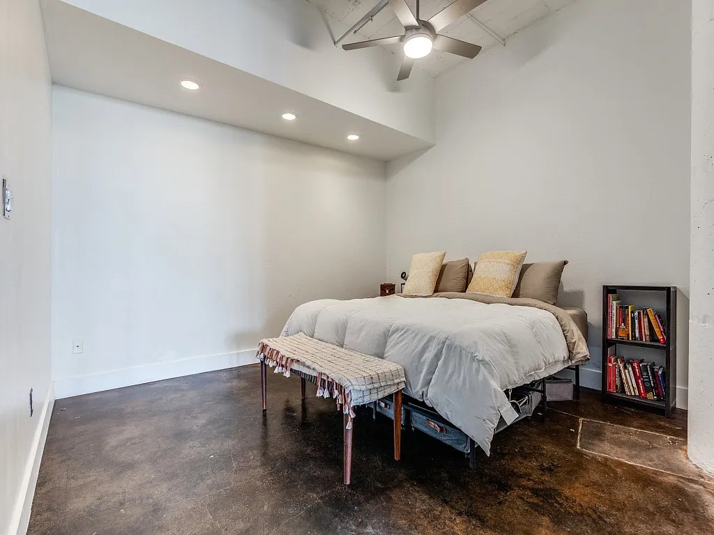 At 1,335 square feet, the loft offers one bedroom and one bathroom.