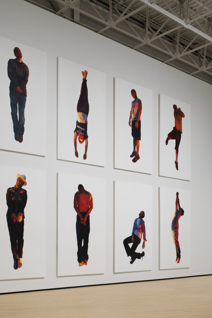 Vincent Valdez, "The Strangest Fruit" (2013), oil on canvas, in an installation view. (Photo by Peter Molick, courtesy Contemporary Arts Museum Houston)