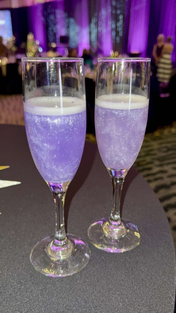 Guests at the Mosaics For the One Gala enjoyed shimmering purple champagne to kick off the evening. (Photo by Jillian Richstone) 