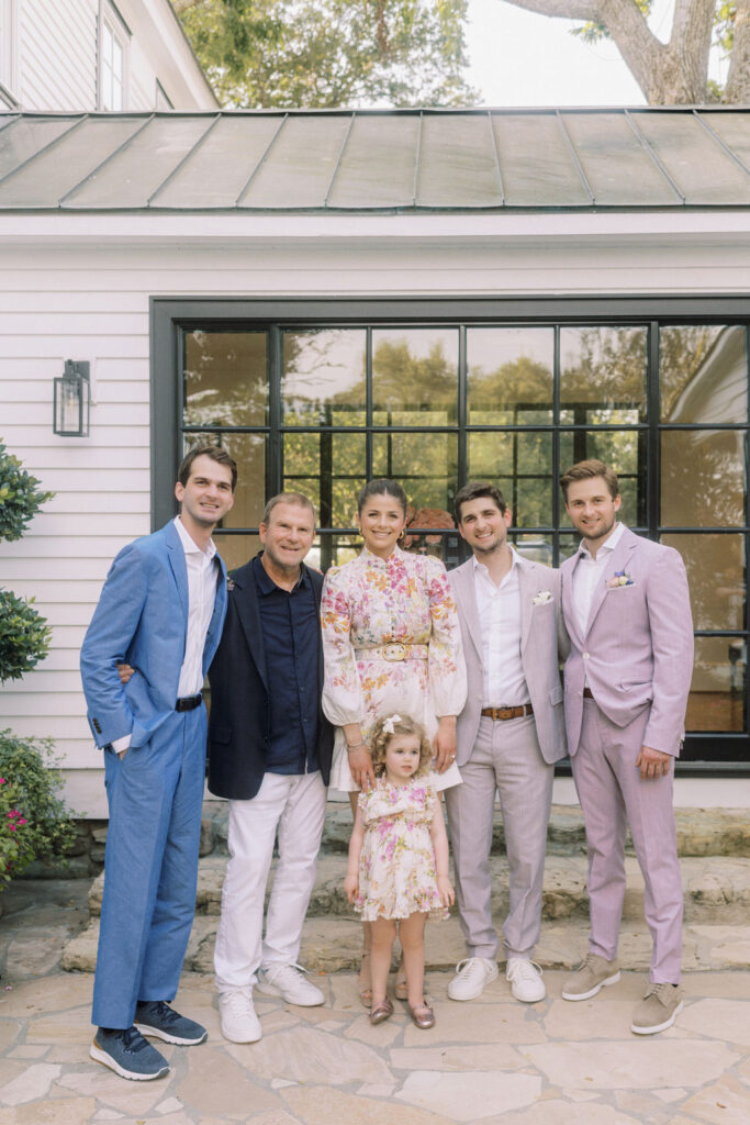 Michael Fertitta, Tilman Fertitta, Blayne Fertitta, Elle Fertitta, Blake Fertitta, Patrick Fertitta at Blake's wedding. (Photo by Joseph West Photography)