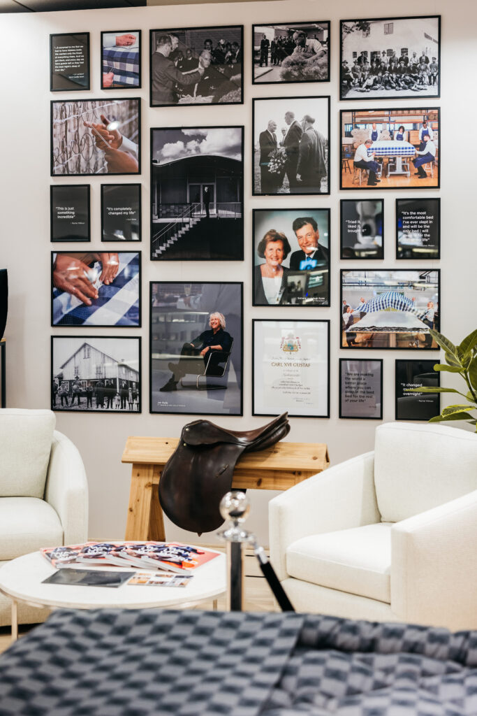 Check out the Hästens Heritage Wall when visiting the pop-up. (Photo by Chase Hall)