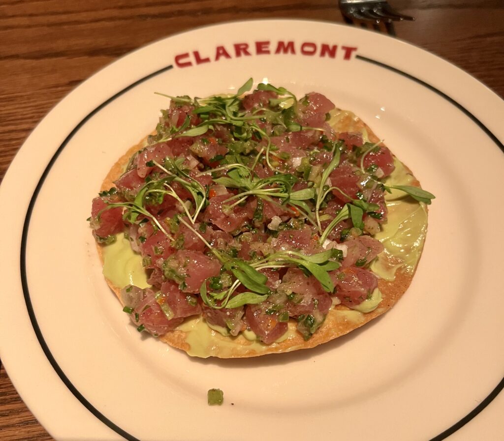 The tuna tartare tostada is a must-try at Claremont. (Photo by Megan Ziots)