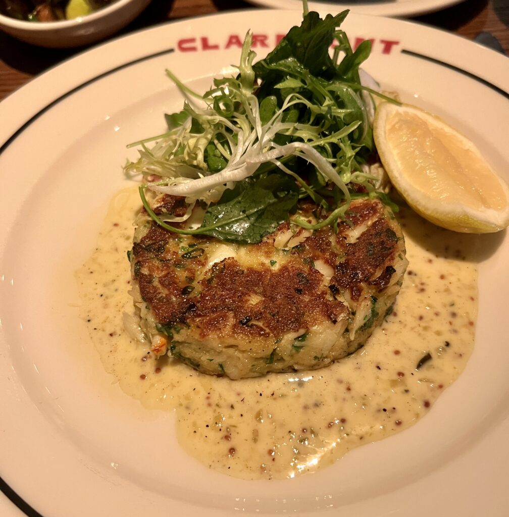 The crab cake is a favorite at Claremont. (Photo by Megan Ziots)