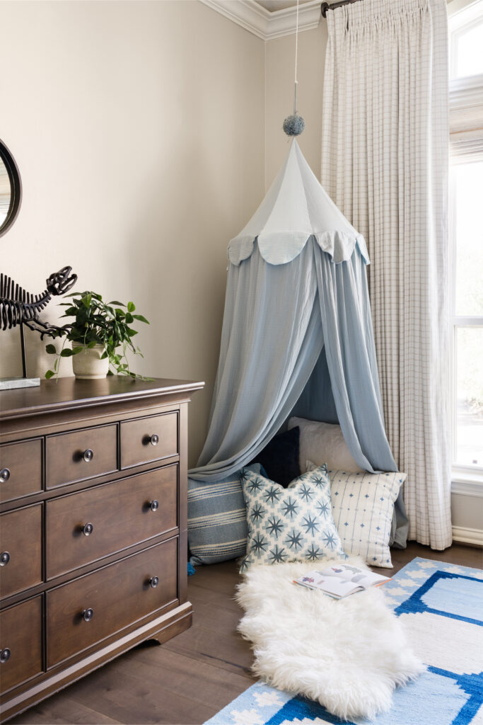 Leto loves to include a cozy spot for reading when appropriate.