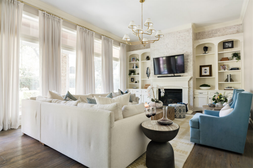 The family room needed new furniture and a reorientation for the television, giving the space new functionality.