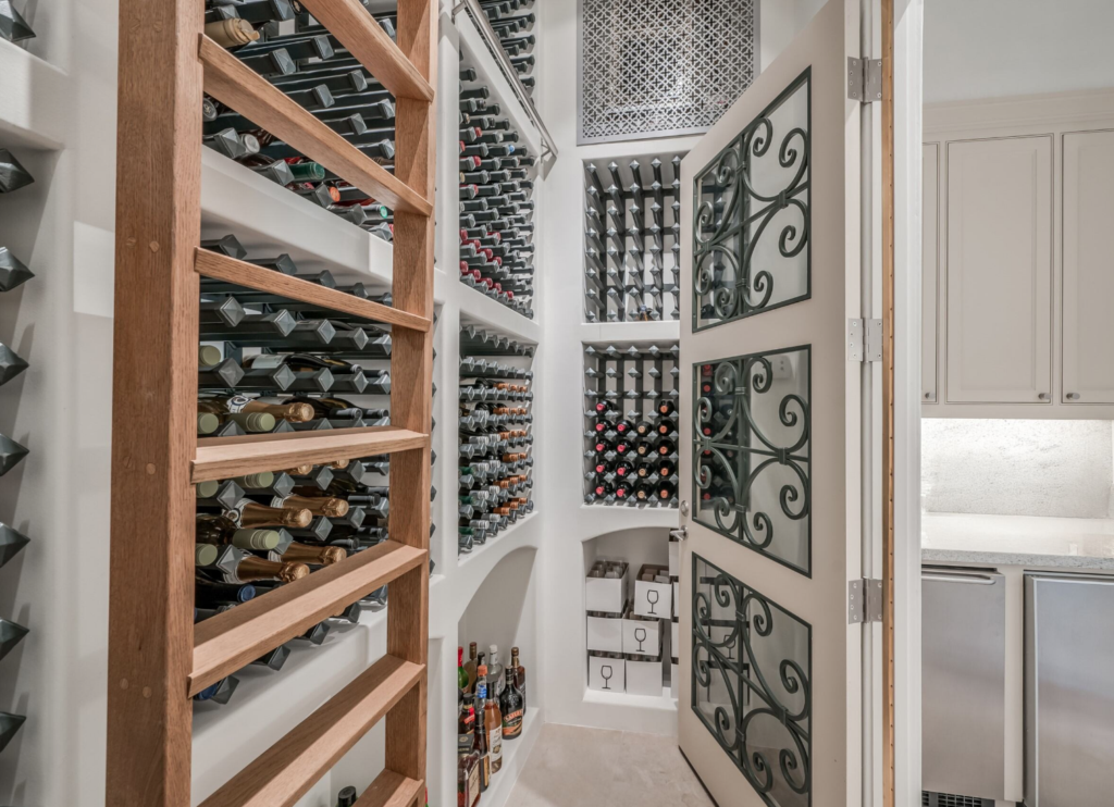 The climate controlled wine room at 119 Carnarvon. (Photo by Patrick Bertolino for Martha Turner Sotheby's International Realty)