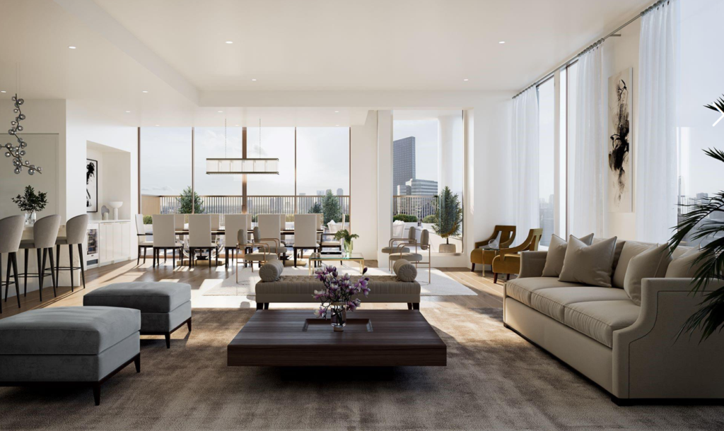 The 3,444 sq.ft. residence in The Hawthorne rises 17 stories above prestigious Tanglewood.