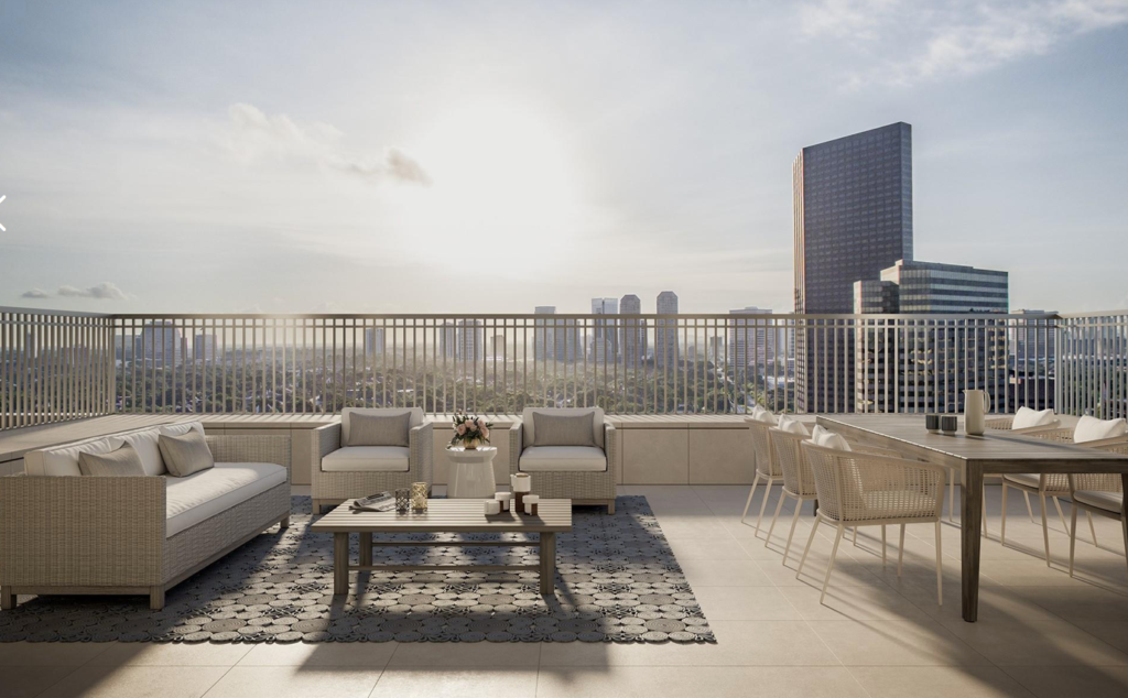 The terrace in No. 1502 at The Hawthorne, 5656 San Felipe.