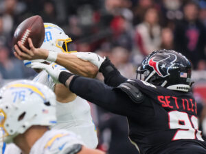 Houston Texans and quarterback C.J. Stroud beat the Los Angeles Chargers 32-12 in the Wild Carded Playoff game at NRG Stadium