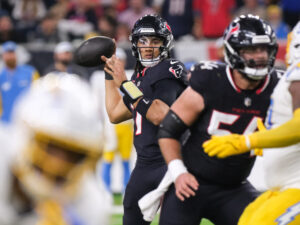 Houston Texans and quarterback C.J. Stroud beat the Los Angeles Chargers 32-12 in the Wild Carded Playoff game at NRG Stadium