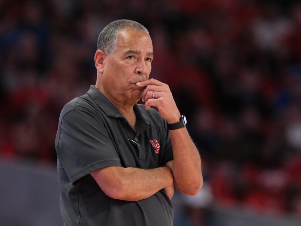University of Houston coach Kelvin Sampson gives his players confidence as much as he pushes them. (Photo by F. Carter Smith)