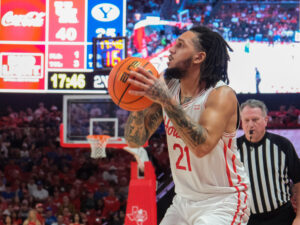 The Houston Cougars mens basketball team defeated the Brigham Young University Cougars 86-55 in a Big XII contest at the Fertitta Center