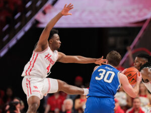 The Houston Cougars mens basketball team defeated the Brigham Young University Cougars 86-55 in a Big XII contest at the Fertitta Center