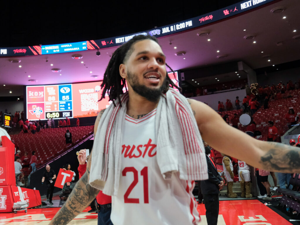 University of Houston guard Emanuel Sharp is expected to return to play in Houston's showdown at Kansas. (Photo by F. Carter Smith)