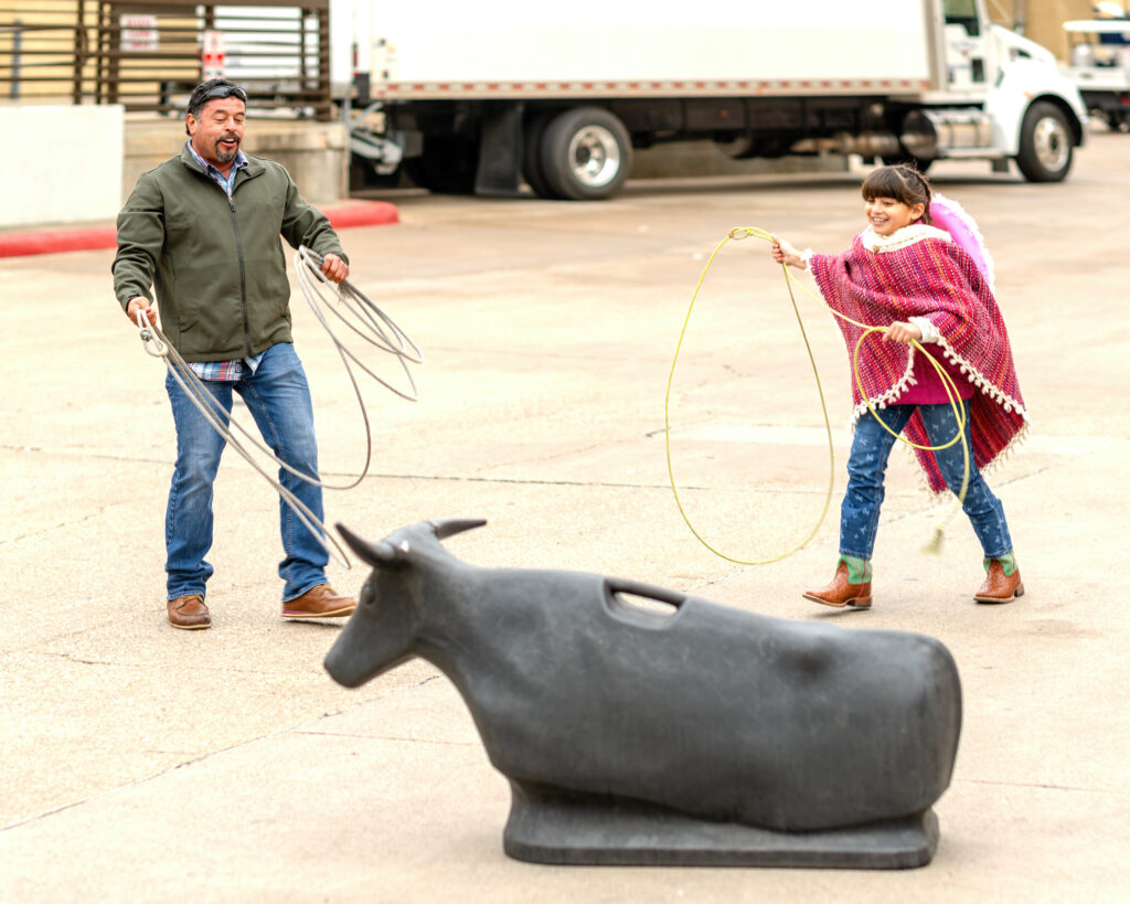 FWSSR attendees had the chance to try their hand at lassoing a steer.  (Photo by Walt Burns)
