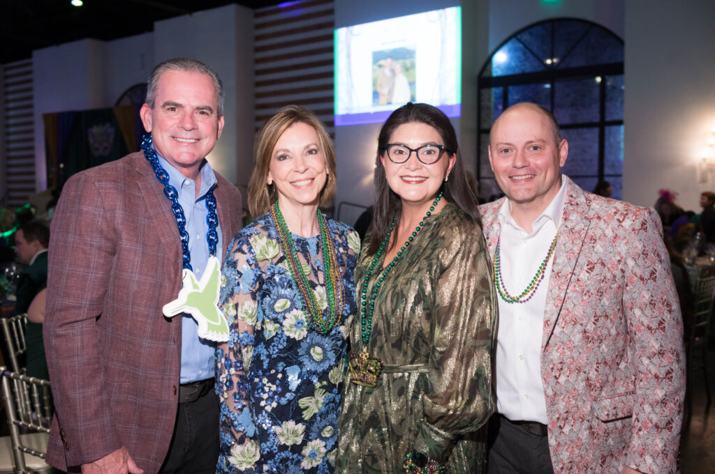 Keith & Sandy Owen, Demi & Alex Jessett at Camp for All's  Mardi Gras themed Krewe de Camp gala (Photo by Daniel Ortiz)